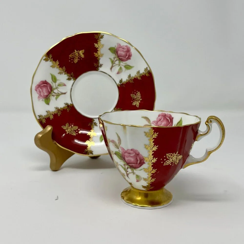 Vintage Adderley Bone China Teacup and Saucer Set